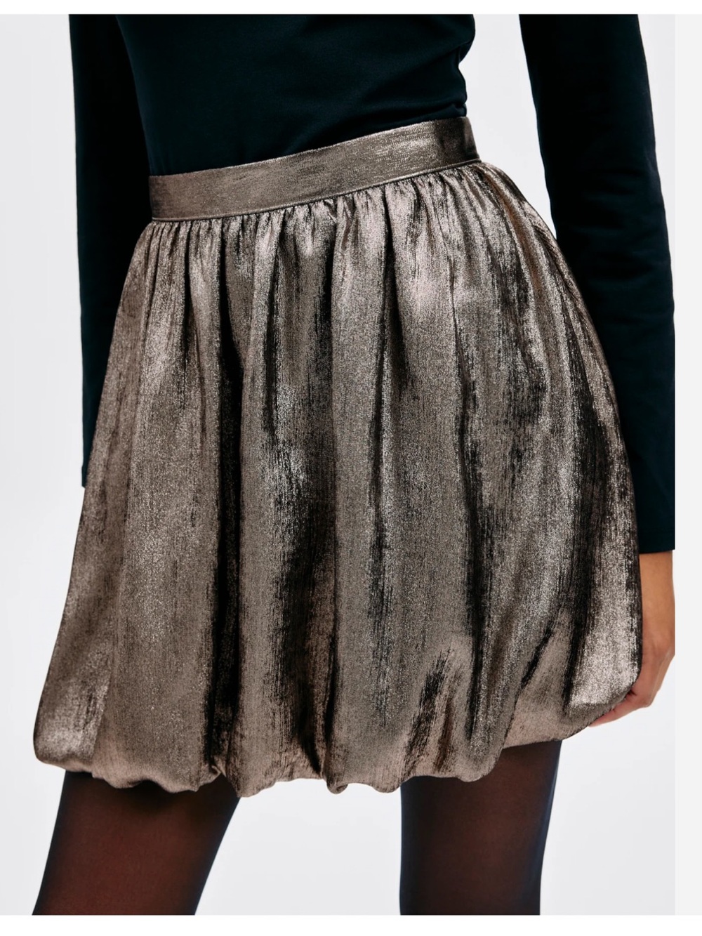 Madewell Metallic Bronze Bubble Hem mini Skirt size 8